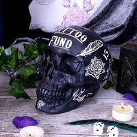 Black and White Traditional, Tribal Tattoo Fund Skull - 16cm - image 1