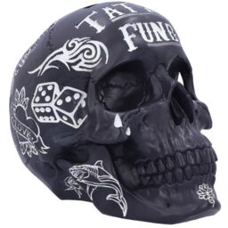 Black and White Traditional, Tribal Tattoo Fund Skull - 16cm - thumbnail 4