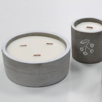 Unique Wooden Wick Concrete Candle - Vanilla - Grey