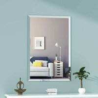 40x50cm Frameless Rectangle Wall Mounted Mirror - Silver