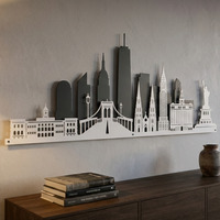 New York Skyline Metal Wall Art 2D - Grey/White