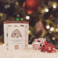 Gingerbread Cottage Wooden Wick Christmas Candle - White