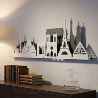 Paris Skyline Metal Wall Art 2D - Grey/White