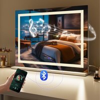 LED Wall Mounted Vanity Mirror with Bluetooth Speaker - White
