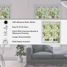 Lister Cartwright Tropical Plants Design Blackout Roller Blinds - Pale Green / 150 x 160 - thumbnail 3