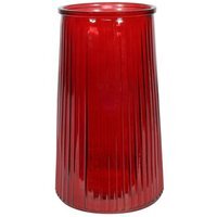 Ribbed Graduated Glass Vase - Red
