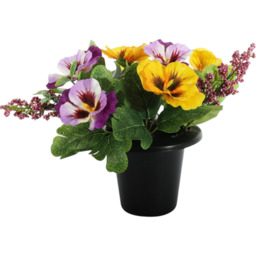Artificial Pansy Remembrance Grave Pot - Multicolour - thumbnail 2