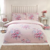 Kate Flannelette Floral Cotton Duvet Set With Pillowcase - Pink