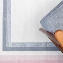 Bordered Living Room Rug - Blush Pink / 170 x 120cm - thumbnail 4