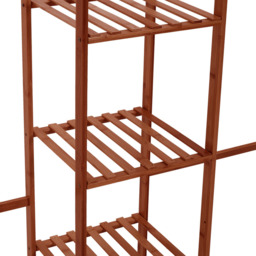 Wooden Coat Rack with Side Hooks and Multiple Shelves - Brown - thumbnail 4