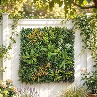 Outsunny Grass Wall Panels, Greenery Backdrop Panels - Green, Yellowish-brown, Purple, White