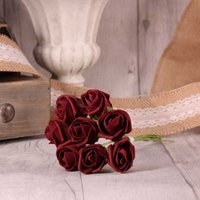 Bunch of 8 Foam Tea Rose Buds  - Burgundy