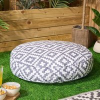 Geo Outdoor Round Filled Padded Cushion - Grey - image 1