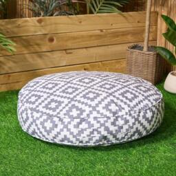 Geo Outdoor Round Filled Padded Cushion - Grey - thumbnail 3