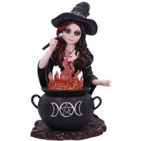 Althea Witch Figurine With A Flame Cauldron - H17cm