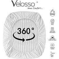 Plush Supersoft Jumbo Cord Ribbed Fitted Sheet Deep Box White - White / Superking - image 1