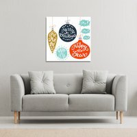 Vintage Christmas Baubles With Merry Gallery Christmas Canvas - White / 77cm