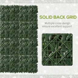 Outsunny 50cm x 50cm 12PCS Artificial Boxwood Wall Panels  - Green, White - thumbnail 4