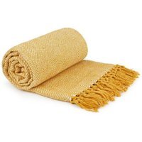 Herringbone Cotton Throw Large - Ochre