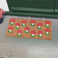 Natural Coir Outdoor Door Mat  - Brown,Red,White / Mushroom - image 1
