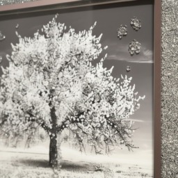 Blossom Tree 3D Glitter Liquid Wall Art Crushed Diamond Crystal Framed Deco 45Cm - SILVER - thumbnail 2