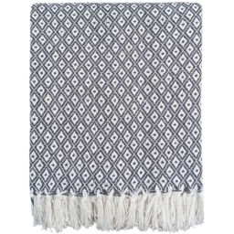 Eden Recycled Cotton Geometric Throw - Charcoal / 254cm / 178x254 cm - thumbnail 4