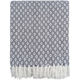 Eden Recycled Cotton Geometric Throw - Charcoal / 254cm / 178x254 cm - thumbnail 3