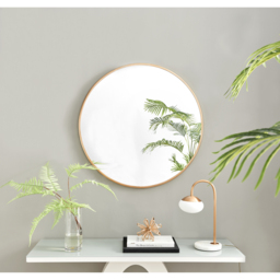 Emma Round Copper Frame Wall Mirror - Copper / 80cm - thumbnail 3