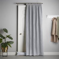 Velvet Chenille Thermal Fleece Lined Pencil Pleat Taped Top Door Curtain - Silver