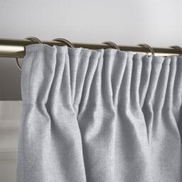 Velvet Chenille Thermal Fleece Lined Pencil Pleat Taped Top Door Curtain - Silver - thumbnail 4