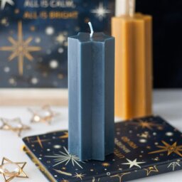 Navy Starry Night Taper Candle Unscented Star Shaped Decor - Teal - thumbnail 3
