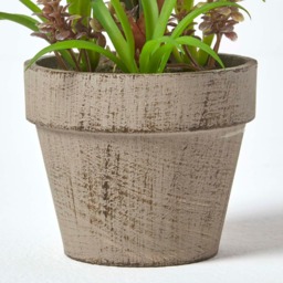 Homescapes Dark Red Artificial Tulips Grey Decorative Stone Pot, 27 cm - Red - thumbnail 4