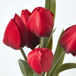 Homescapes Dark Red Artificial Tulips Grey Decorative Stone Pot, 27 cm - Red - thumbnail 5