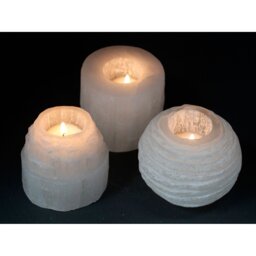 Selenite Candle Holder Translucent Crystal Decor for Home - White - thumbnail 2