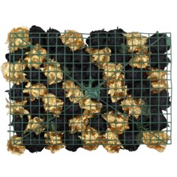 Artificial Flowers Wall Panels - Black & Champagne Gold Roses with Leaves - thumbnail 2