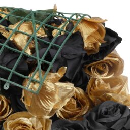 Artificial Flowers Wall Panels - Black & Champagne Gold Roses with Leaves - thumbnail 3