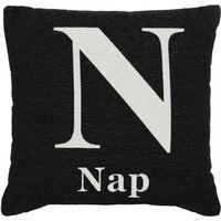 Words 'Nap' Black Cushion - Black & White