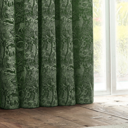 Set of 2 Winter Woods Chenille Eyelet Curtains - Emerald / 117cm / 137cm - thumbnail 4