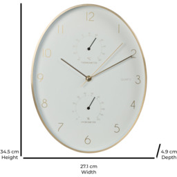 Oval Wall Clock with Thermometer  - White - thumbnail 2