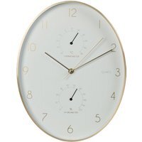 Oval Wall Clock with Thermometer  - White - thumbnail 1