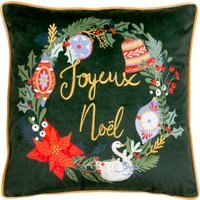 Deck The Halls Embroidered Cushion - Pine Green / Polyester - image 1
