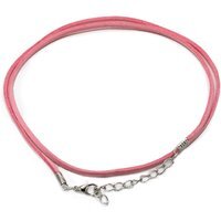 Pink Faux Leather Pendant Cord with Metal Clasp - Pink