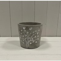 Charming Grey Cement Love Tree Pot - Grey