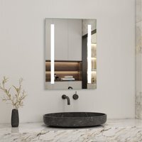 50x70cm LED illuminated Bathroom Mirror with Demister Pad - White / 50cm