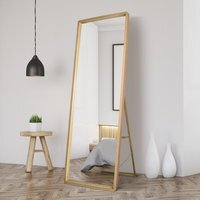 Solid Oak Rounded Corner Cheval Mirror - Brown
