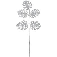 Artificial Monstera Leaf Spray - Silver Glitter