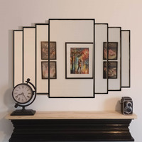 The Delta Extra Large Art Deco Wall Mirror - Black / 1000mm