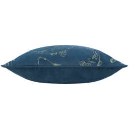 Koi Pond Embroidered Velvet Cushion - Navy / 80 Feather 20 Polyester - thumbnail 3