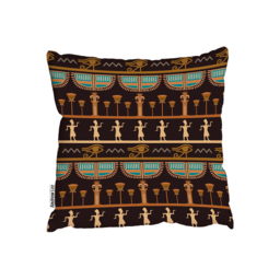 Tribal Egyptian Silhouettes Outdoor Cushion - Brown / 60cm - thumbnail 2