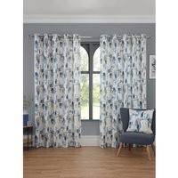 Sundour Bamford Fully Lined Abstract Eyelet Curtains - Polycotton Putty, 117cm x 183cm (Pair) - Cobalt / 117.0cm / 1830.0mm